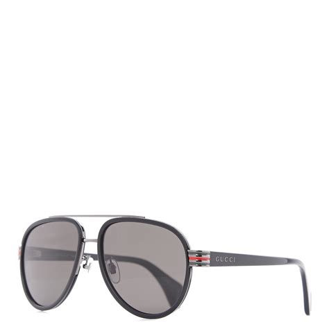 gucci - gg0447s - acetate - havana|Black Acetate Aviator Sunglasses With Grey Polarized Lens.